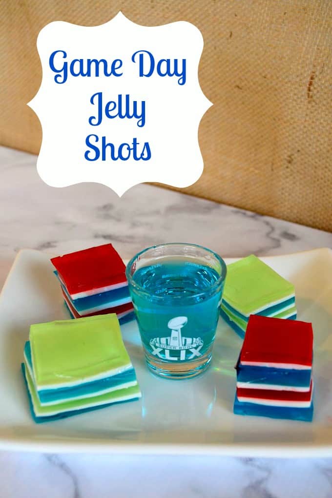 Game Day Jelly Shots - cubes of flavored gelatin in your favorite team colors spiked with flavored vodka for extra fun!