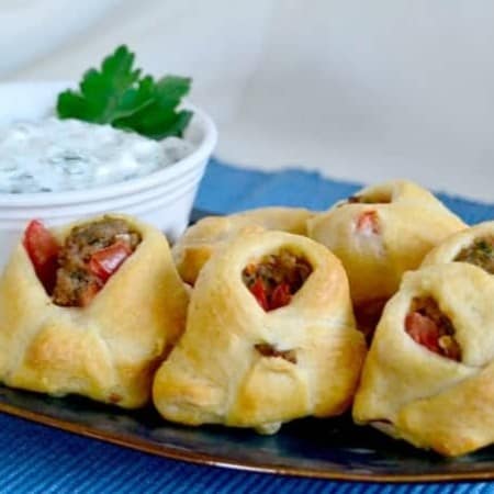 Turkey Gyro Pockets - bite size gyros with a creamy Tzatziki sauce , perfect as appetizers or a main course!