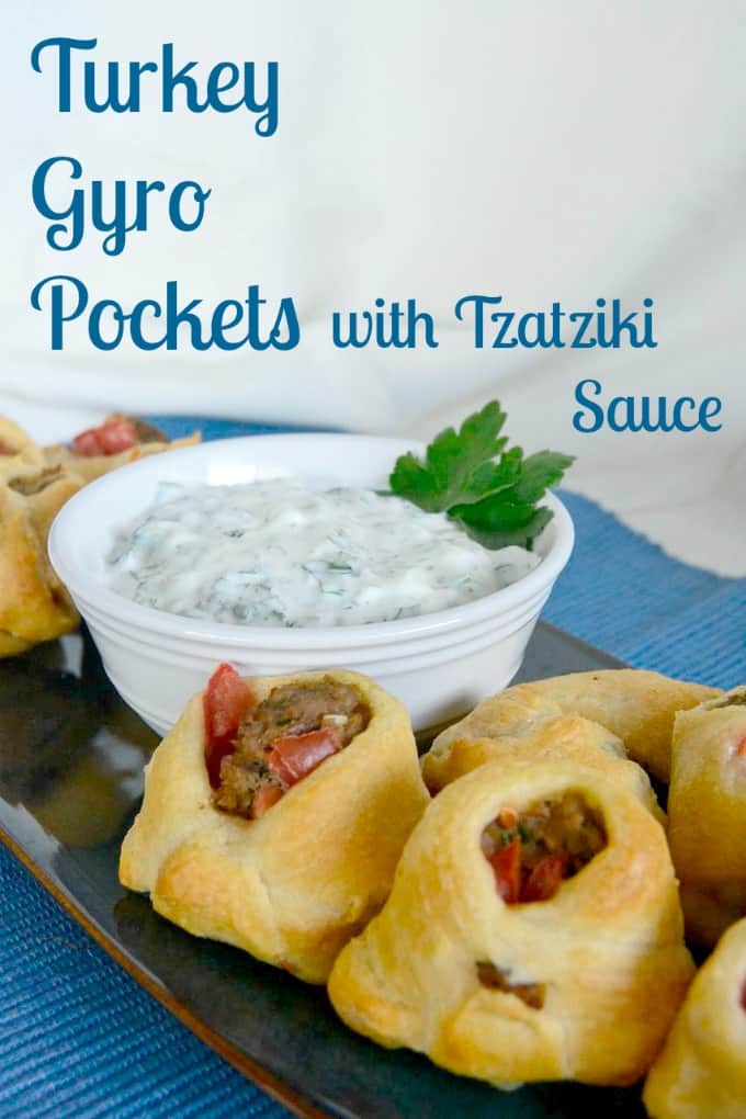 Turkey Gyro Pockets - bite size gyros with a creamy Tzatziki sauce , perfect as appetizers or main course!