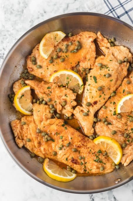Chicken with lemons and capers.