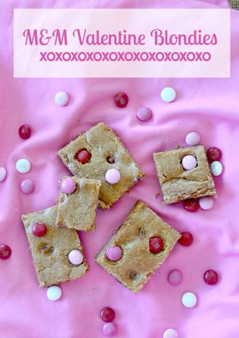 A quick and easy Valentine treat to put together - M&M Valentine Blondies!