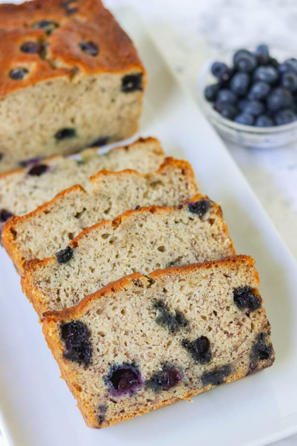 Slices of Blueberry Banana Bread.