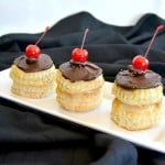 Boston Cream Puff Cakes - rounds of Pepperidge Farm Puff pastry filled with cream topped with chocolate ganache!