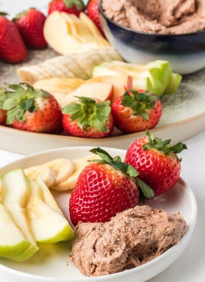 Creamy Peanut Butter Fruit Dip with chocolate.