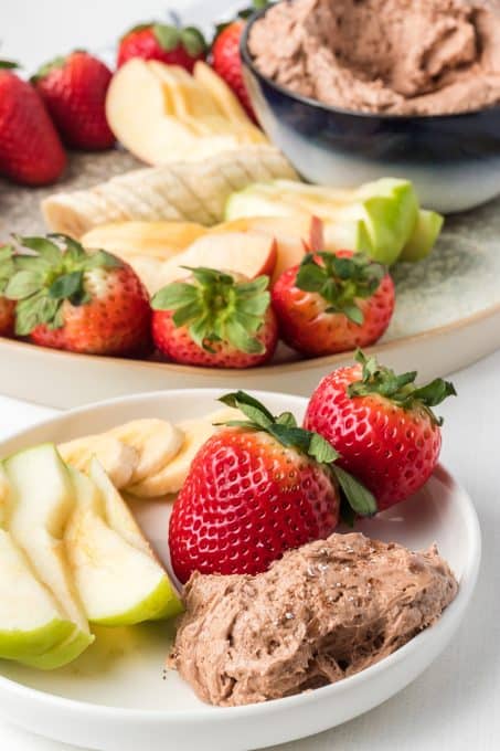 Creamy Peanut Butter Fruit Dip with chocolate.