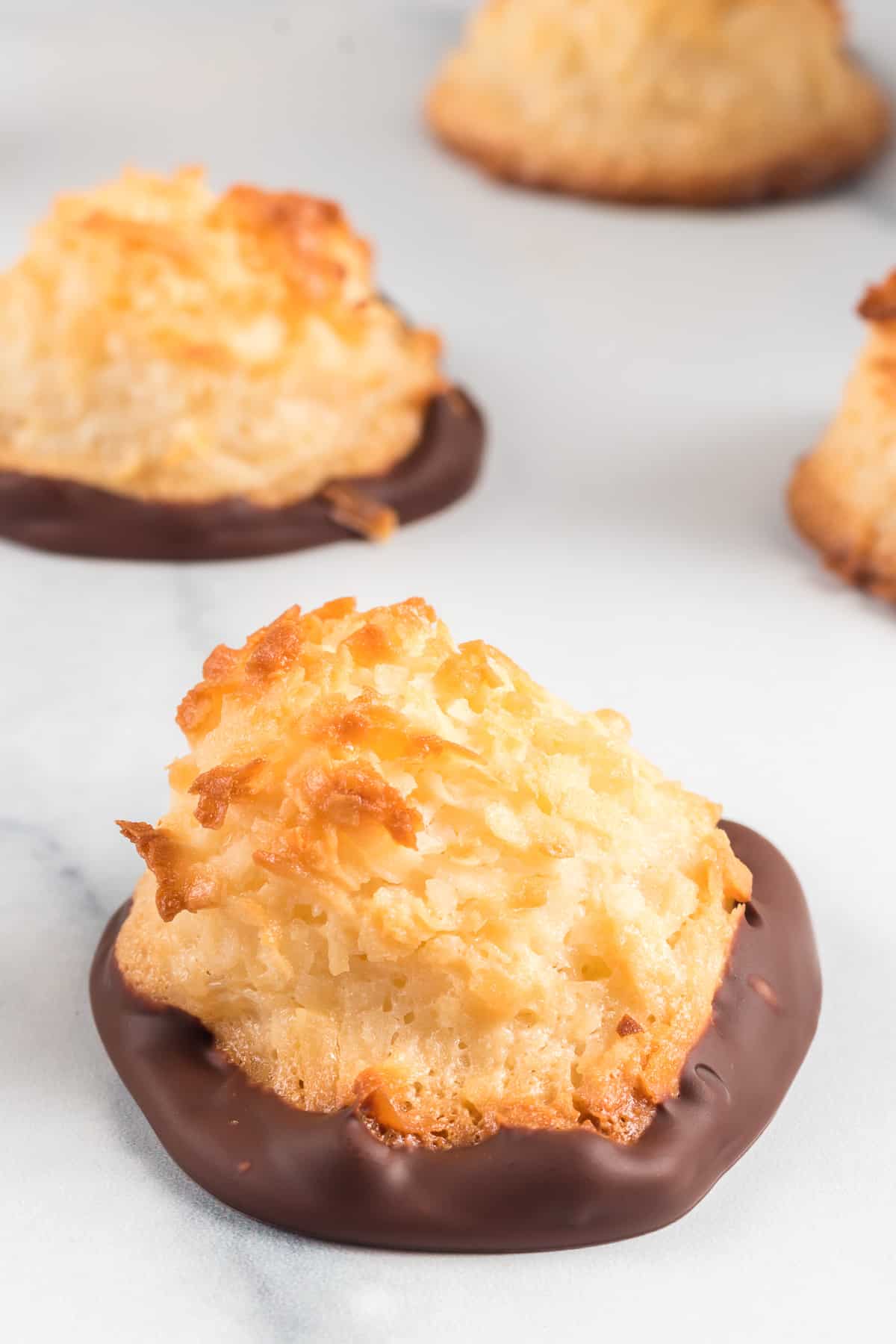 Chocolate-dipped Macaroons.