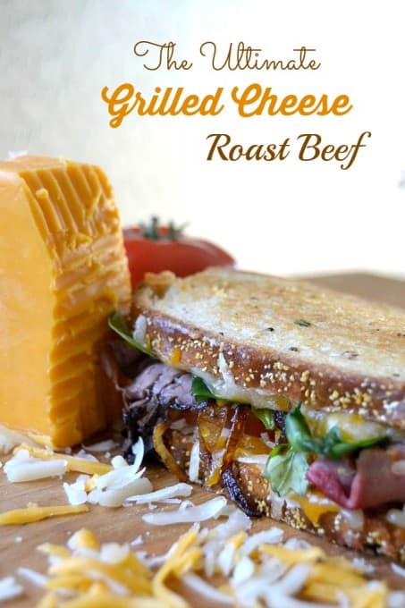 Layers of Wisconsin cheddar and gouda cheeses, caramelized onions, plum chutney and roast beef make up this incredible grilled cheese sandwich!