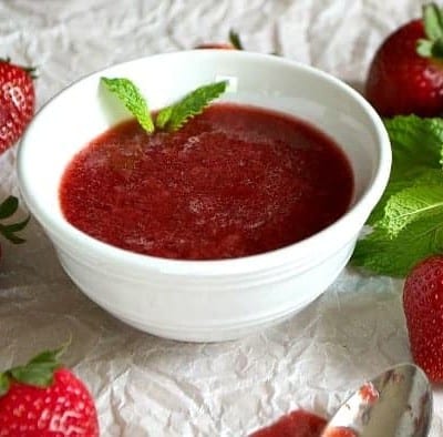 The perfect 3 Ingredient Strawberry Sauce for ice cream, pancakes, waffles, and more!