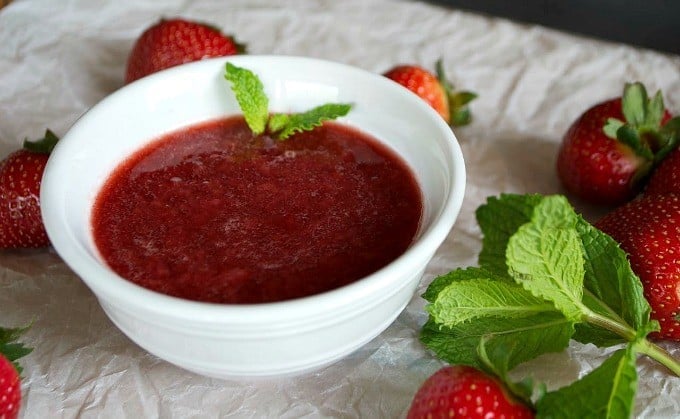 The perfect 3 Ingredient Strawberry Sauce for ice cream, pancakes, waffles, and more!