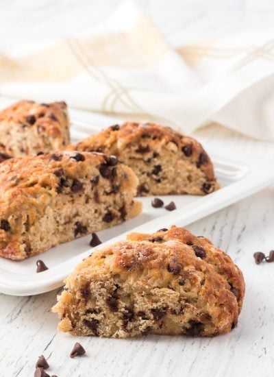 Scones with banana and chocolate chips.