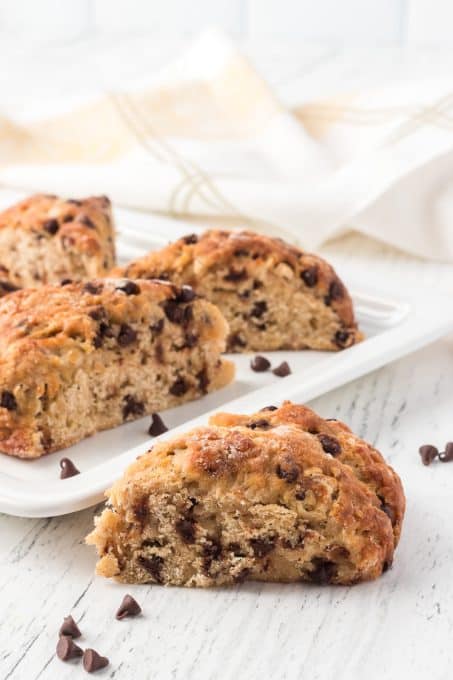 Scones with banana and chocolate chips.