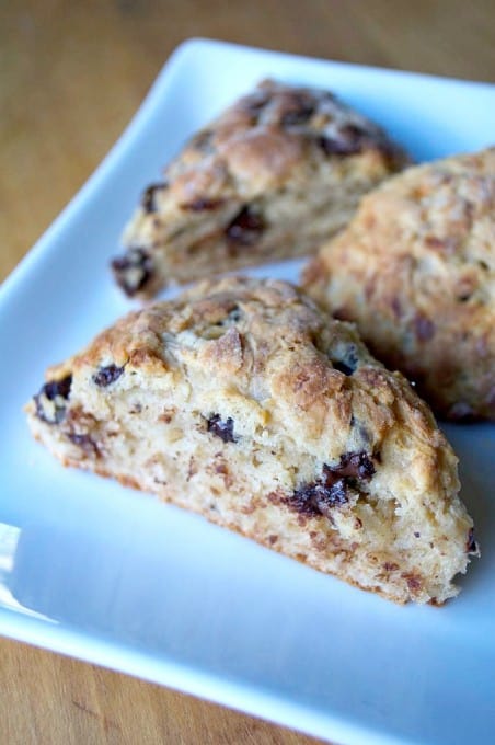 Banana Chocolate Scones - the perfect treat with breakfast or brunch.