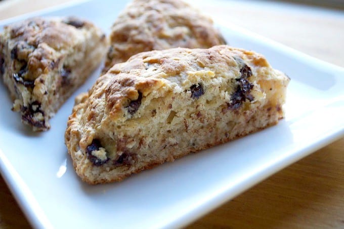 Banana Chocolate Scones - the perfect treat with breakfast or brunch.