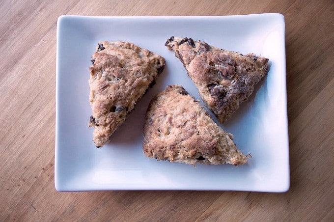Banana Chocolate Scones - the perfect treat with breakfast or brunch.