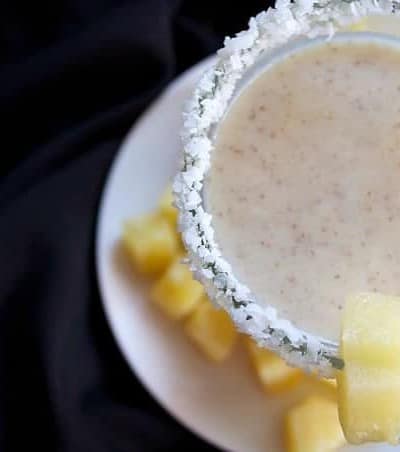 Start or end your workouts with this dairy-free, protein packed tropical smoothie.