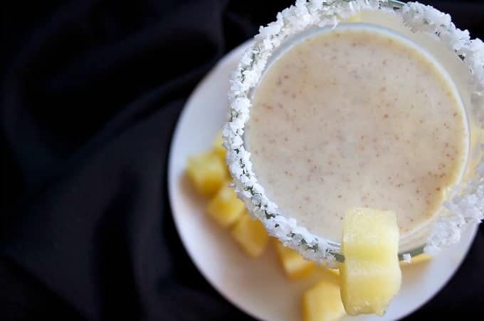Start or end your workouts with this dairy-free, protein packed tropical smoothie.
