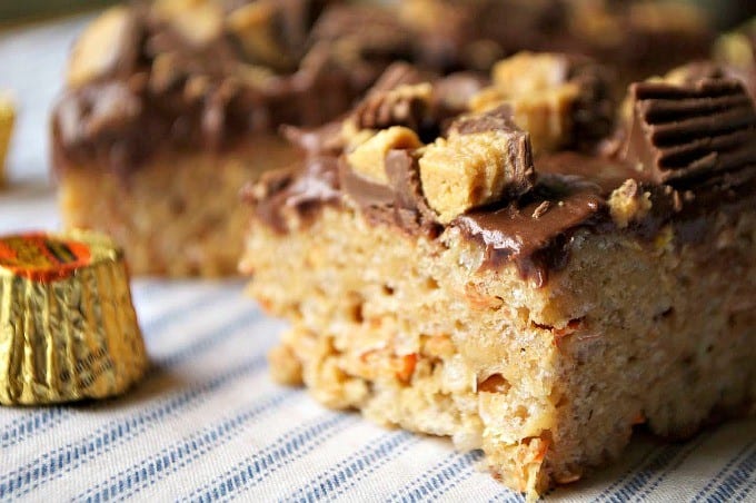 Your favorite Rice Krispies Treats made better with peanut butter, and Reese's!