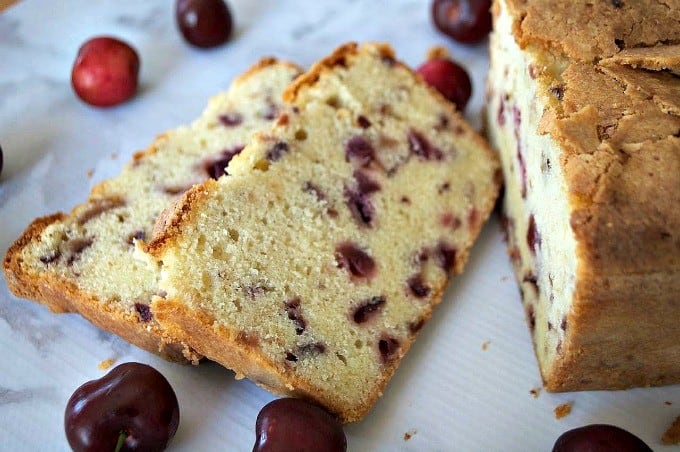 A delicious pound cake made even better with the addition of fresh cherries!