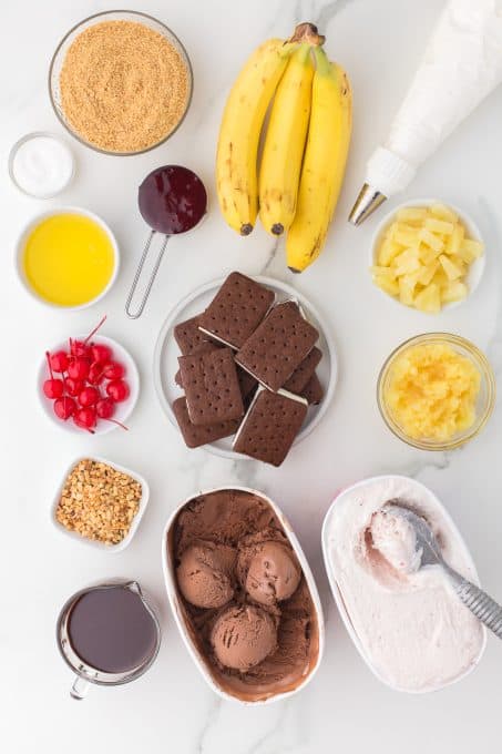Ingredients for Banana Split Ice Cream Cake