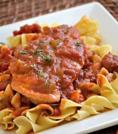 An easy dinner, this chicken dish is delicious served over noodles, pasta or rice!