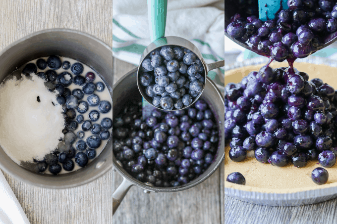 Process steps for making a blueberry pie.