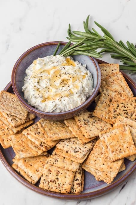 Goat cheese with honey, and rosemary.