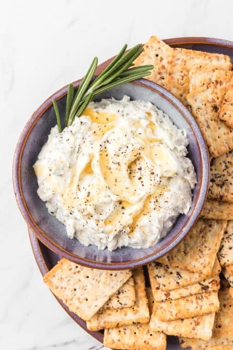 An easy goat cheese dip appetizer.