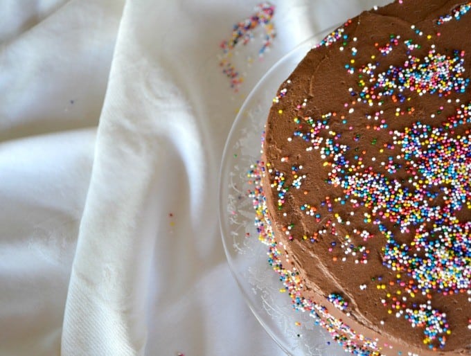 Yellow cake frosted with chocolate buttercream ~ simple, yet delicious.