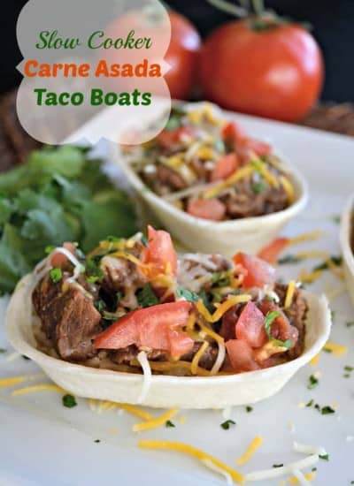 A great back to school weeknight dinner - Slow Cooker Carne Asada Taco Boats!