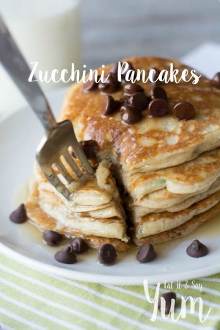 Zucchini Pancakes for breakfast- with chocolate chips