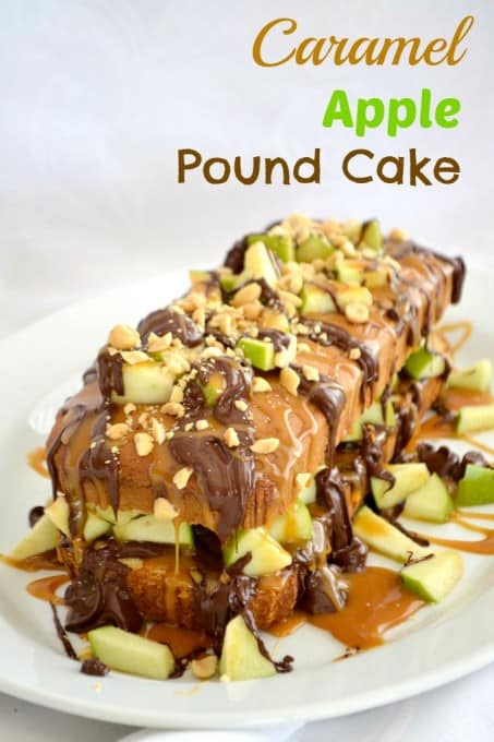 A Sara Lee pound cake, chopped Granny Smith apple, salted caramel, melted chocolate and peanuts make this an easy and delicious dessert.