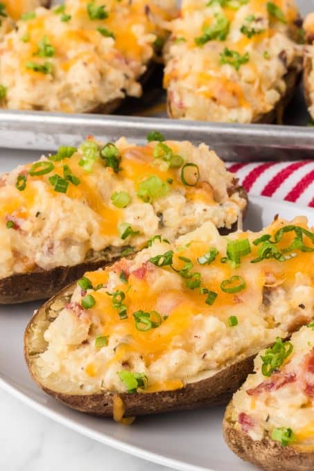 Loaded Potatoes that have been twice baked.