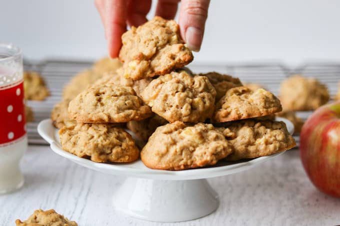 Peanut butter oatmeal cookies with apple.