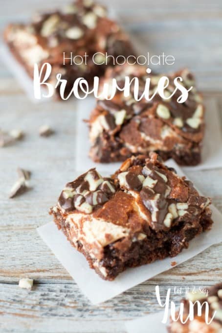 Hot Chocolate Brownies- flavors you love to add to hot chocolate- mint, marshmallow and chocolate!