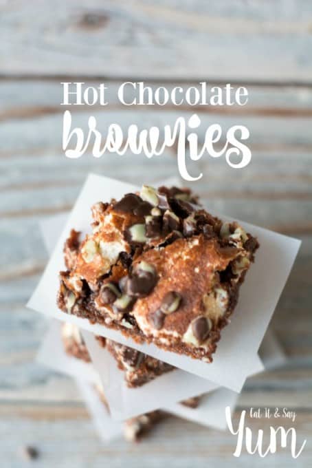 Hot Chocolate Brownies, with chocolate mint pieces and marshmallow creme