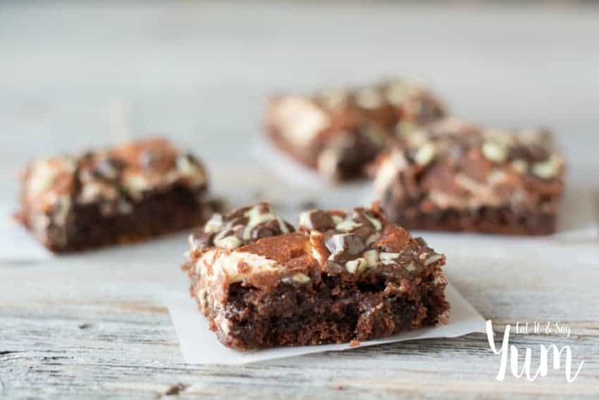 Brownies with marshmallow creme and topped with Andes Mints - you'll be eating your Hot Chocolate!