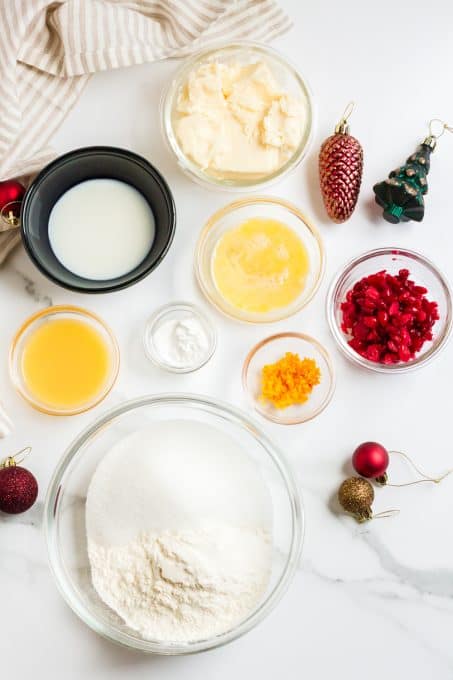 Ingredients for Cranberry Coffee Cake.