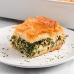 A slice of Greek Spinach Pie or Spanakopita.