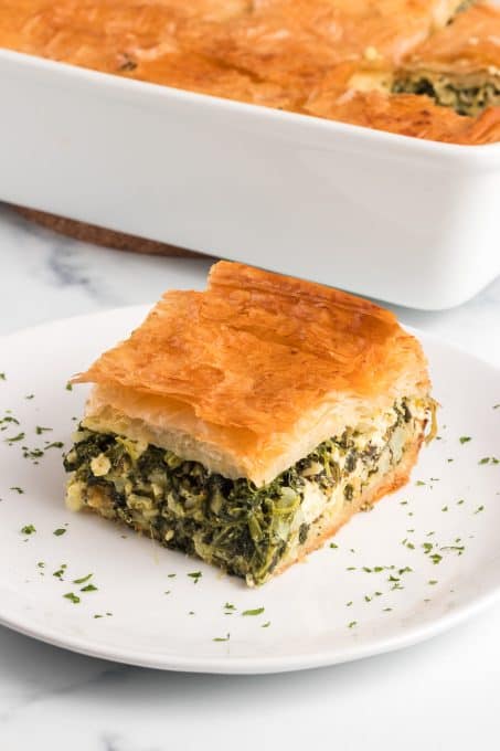 A slice of Greek spinach pie.