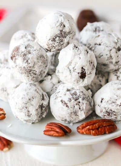 Chocolate balls with pecans and bourbon.