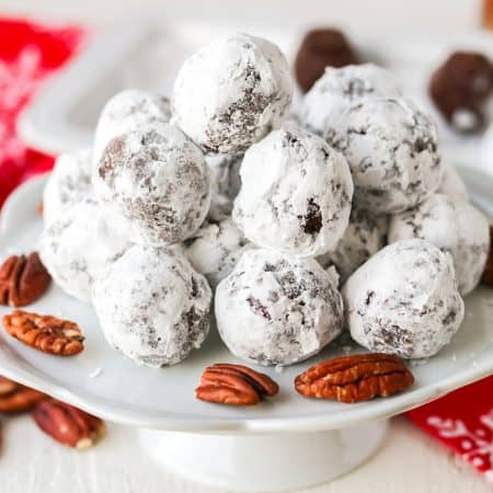 Chocolate balls with pecans and bourbon.