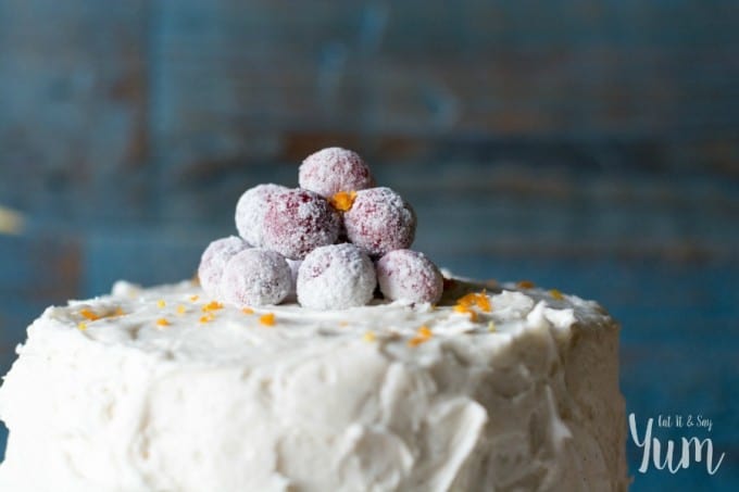 Orange Spice Cake with Vanilla Bean frosting and Cran-Raspberry filling