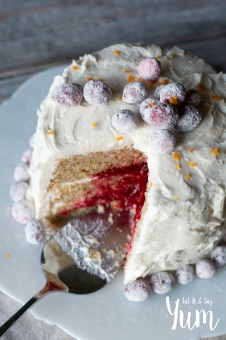 Orange Spice Cake-with a cran-raspberry filling and vanilla bean frosting