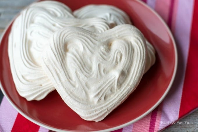 Heart Meringues with Berries and Cream- only three ingredients to make these pretty meringues