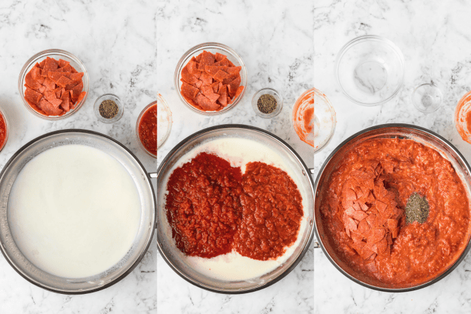 First set of process photos for Pepperoni Pizza Pasta.