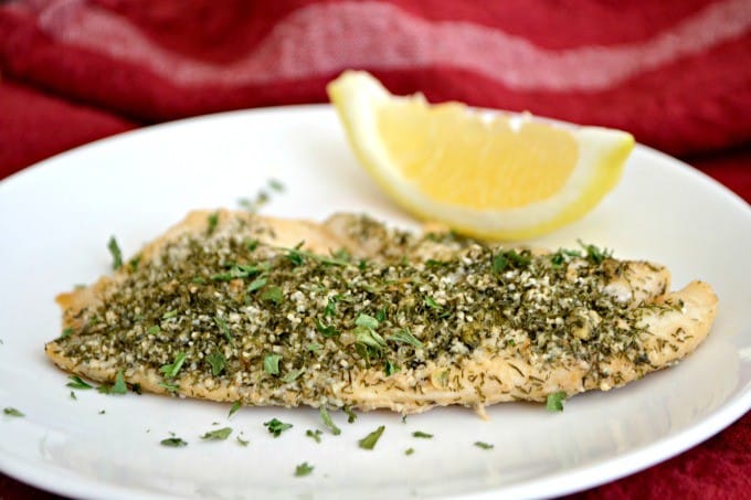 This Steamed Lemon Herb Tilapia is seasoned with fresh lemon, dill, garlic powder and other spices then steamed in the oven in a tin foil packet.