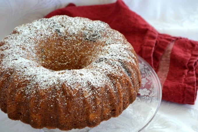 This Nutella Swirl Banana Bundt Bread is Nutella mixed in to a banana bread batter and shaped into a beautiful bundt cake - perfect with a cup of coffee!