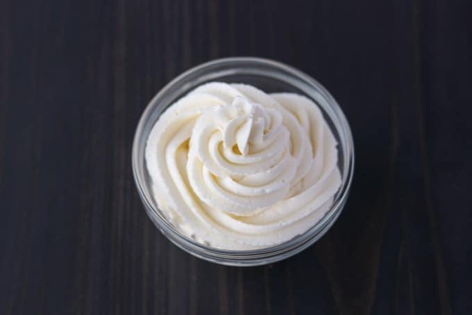A bowl of Stabilized Whipped Cream.