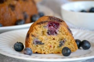 This Eggless Blueberry Coriander Bundt Cake made with fresh blueberries and the spicy-sweet taste of coriander can be enjoyed with breakfast or as dessert!