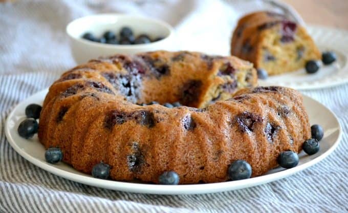 This Eggless Blueberry Coriander Bundt Cake made with fresh blueberries and the spicy-sweet taste of coriander can be enjoyed with breakfast or as dessert!